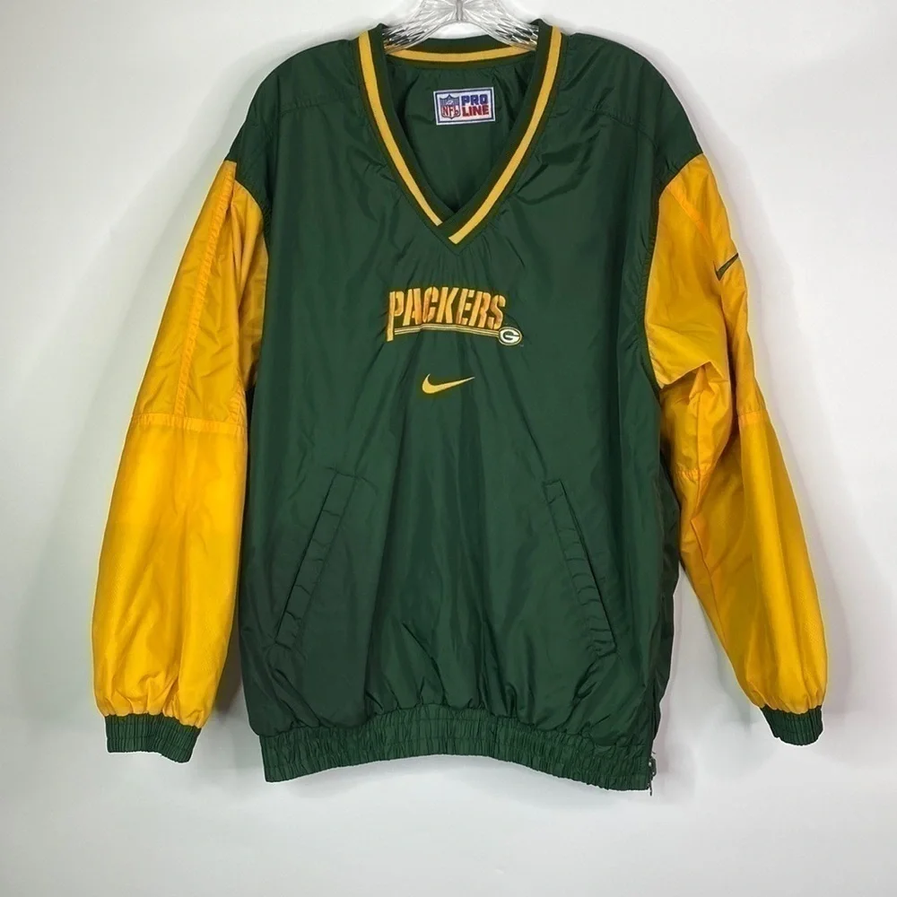 Vintage Nike Reversible Green Bay Packers Pullover Jacket Size Medium
